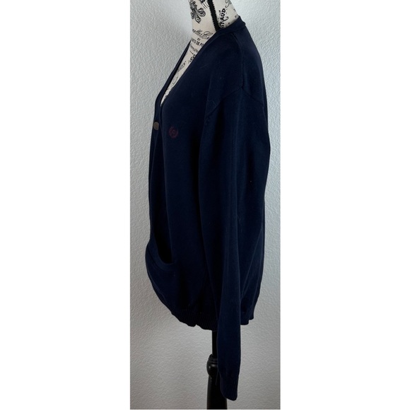 CHAPS Classic Men's Navy Button Up Cardigan Sweater with Crest, size Large - Picture 2 of 12